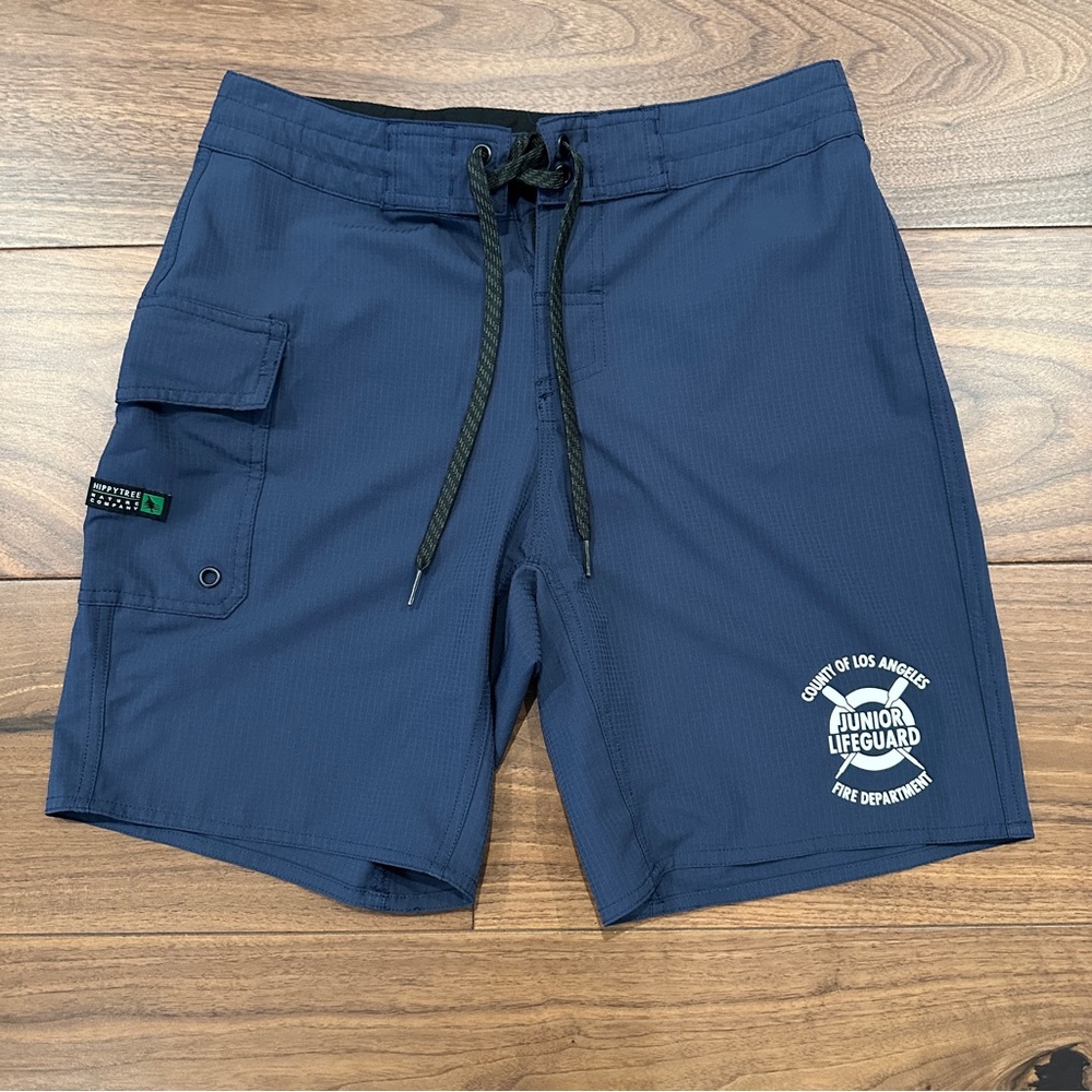 LA County Junior Lifeguards Official Swim Trunks. Size 28 Navy Blue.